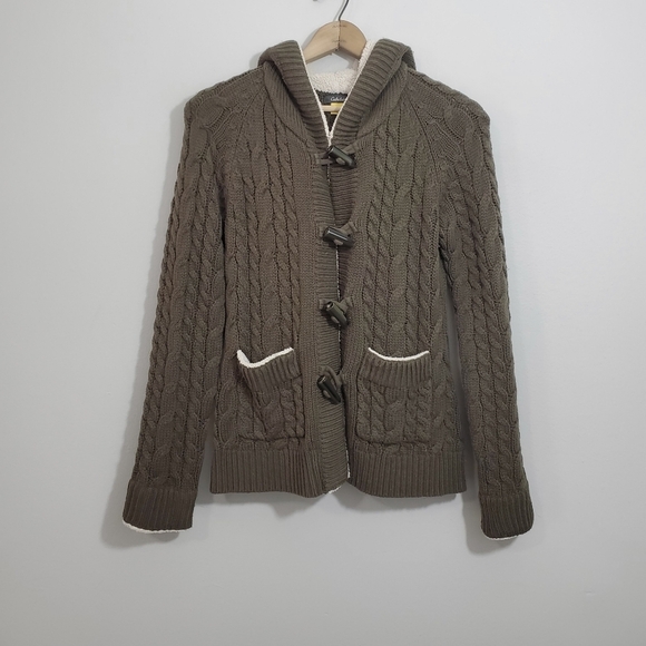 Cabela's Brown Cable Knit Parka Sweater Jacket - Picture 1 of 3